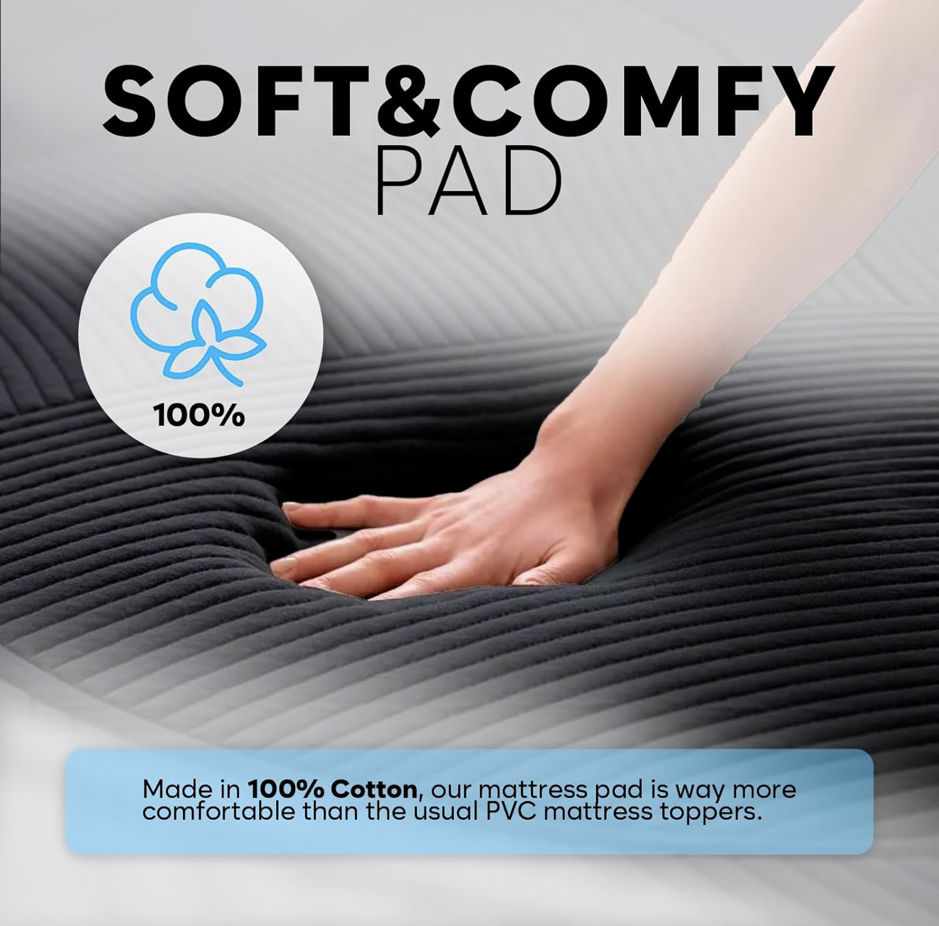 Adamson B10 Cooling Water Mattress Topper Twin 100% Cotton Remote 39x75in