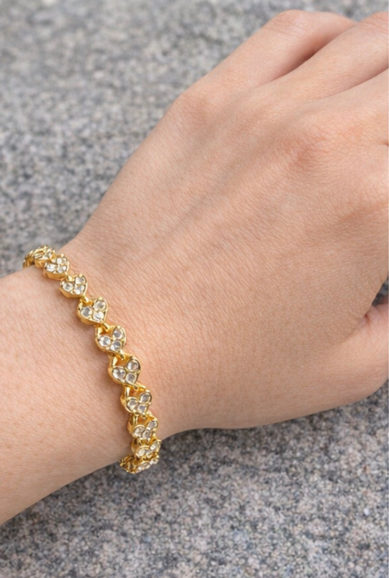 Gold Bracelets for Women, Cubic Zirconia Heart Bracelet, Hypoallergenic, Adjustable, Fashion Accessories, Jewelry Gifts