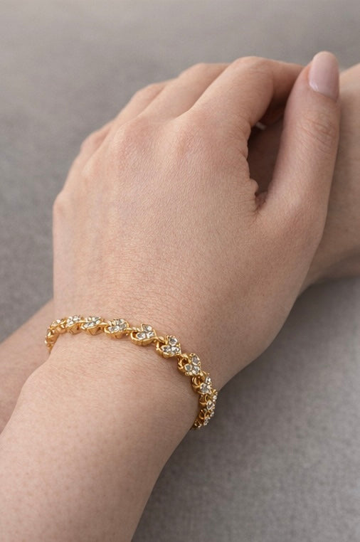 Gold Bracelets for Women, Cubic Zirconia Heart Bracelet, Hypoallergenic, Adjustable, Fashion Accessories, Jewelry Gifts